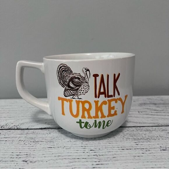 "Talk Turkey to Me" (both Sides) Oversized Thanksgiving Coffee Mug - Picture 1 of 2